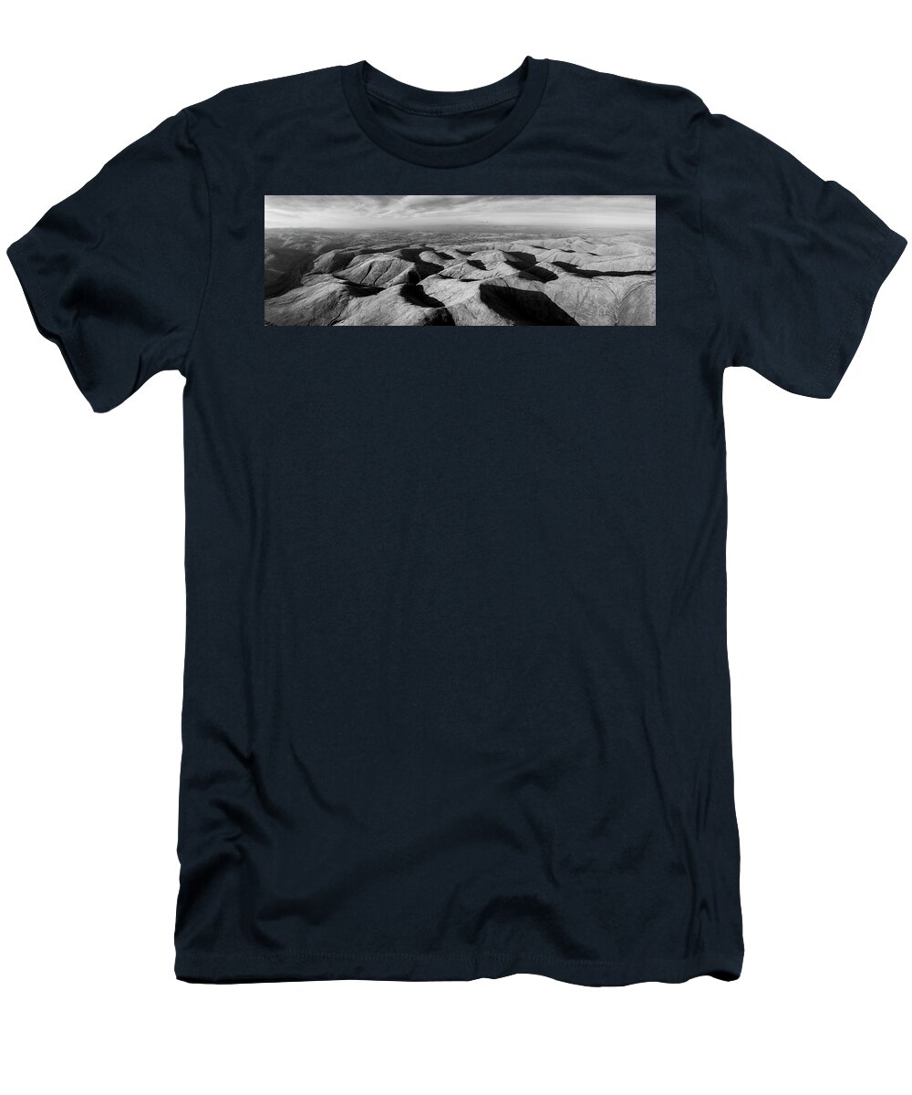 Panorama T-Shirt featuring the photograph Howgill Fells Aerial Black and White Yorkshire Dales Cumbria by Sonny Ryse