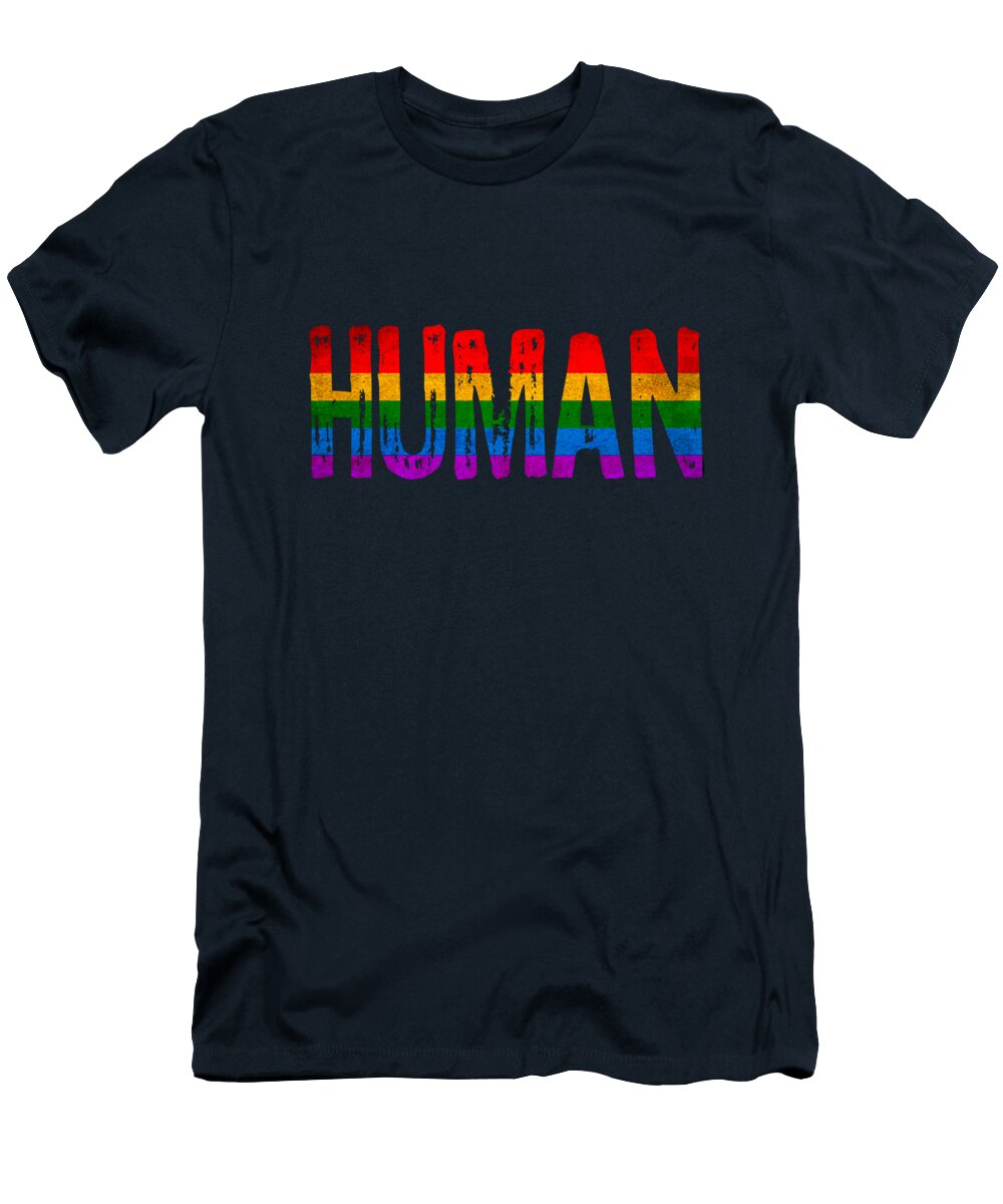 Civil Rights T-Shirt featuring the painting Human LBGTQ Rainbow T-Shirt Tee Tees by Tony Rubino