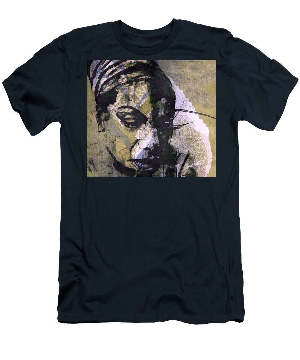 Nina Simone T-Shirt featuring the mixed media I want a little sugar in my bowl by Paul Lovering