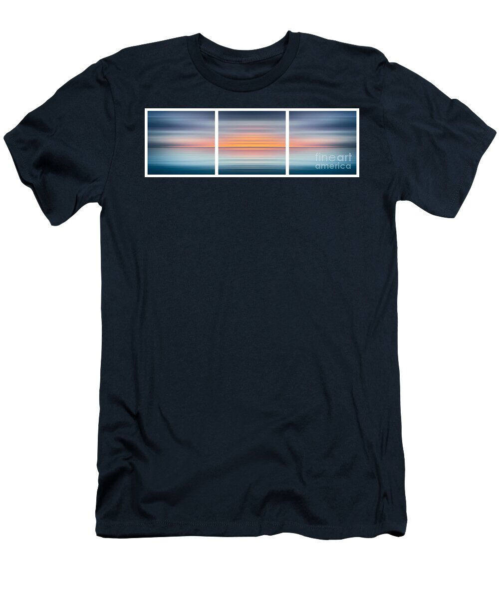 Triptych T-Shirt featuring the digital art India Colors - Abstract Wide Oceanscape Triptych by Stefano Senise