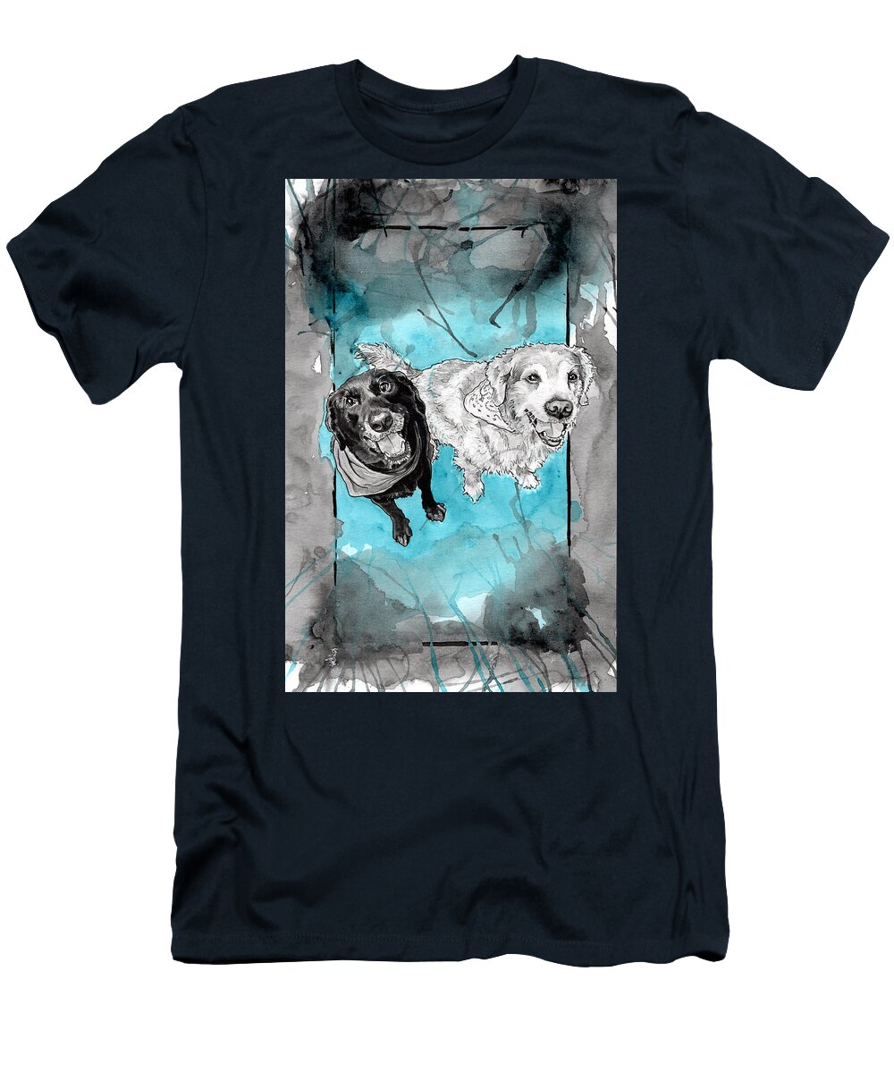 Dog T-Shirt featuring the painting Jake and Riley by Tiffany DiGiacomo