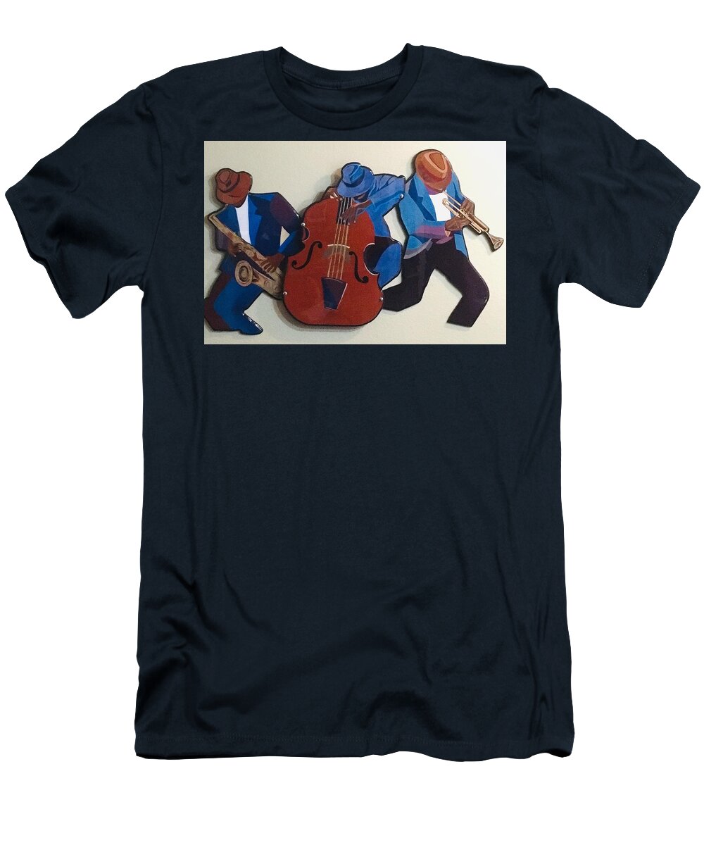 Music T-Shirt featuring the mixed media Jazz Ensemble III by Bill Manson