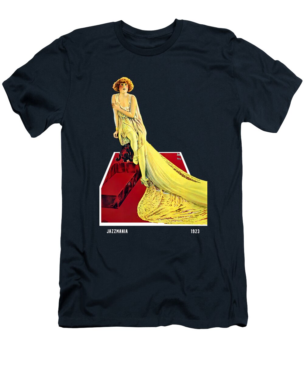 Jazz T-Shirt featuring the mixed media ''Jazzmania'', 1923 - 3d movie poster by Movie World Posters