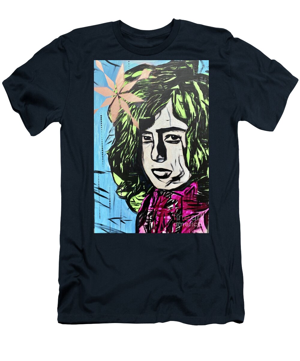 Jimmy Page T-Shirt featuring the painting Jimmy page by Jayime Jean