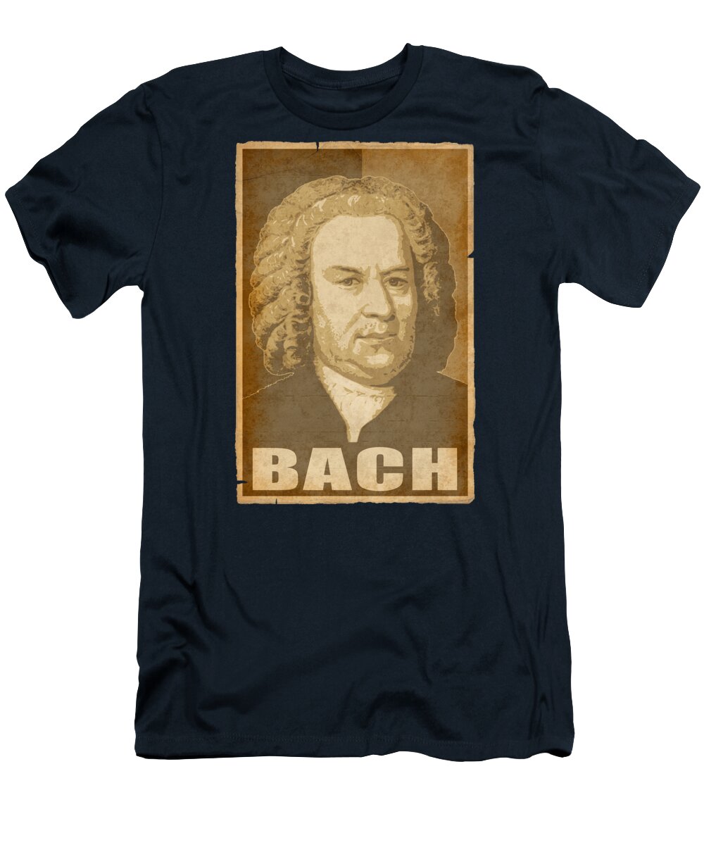 Johann T-Shirt featuring the digital art Johann Sebastin Bach Propagand pop art by Megan Miller