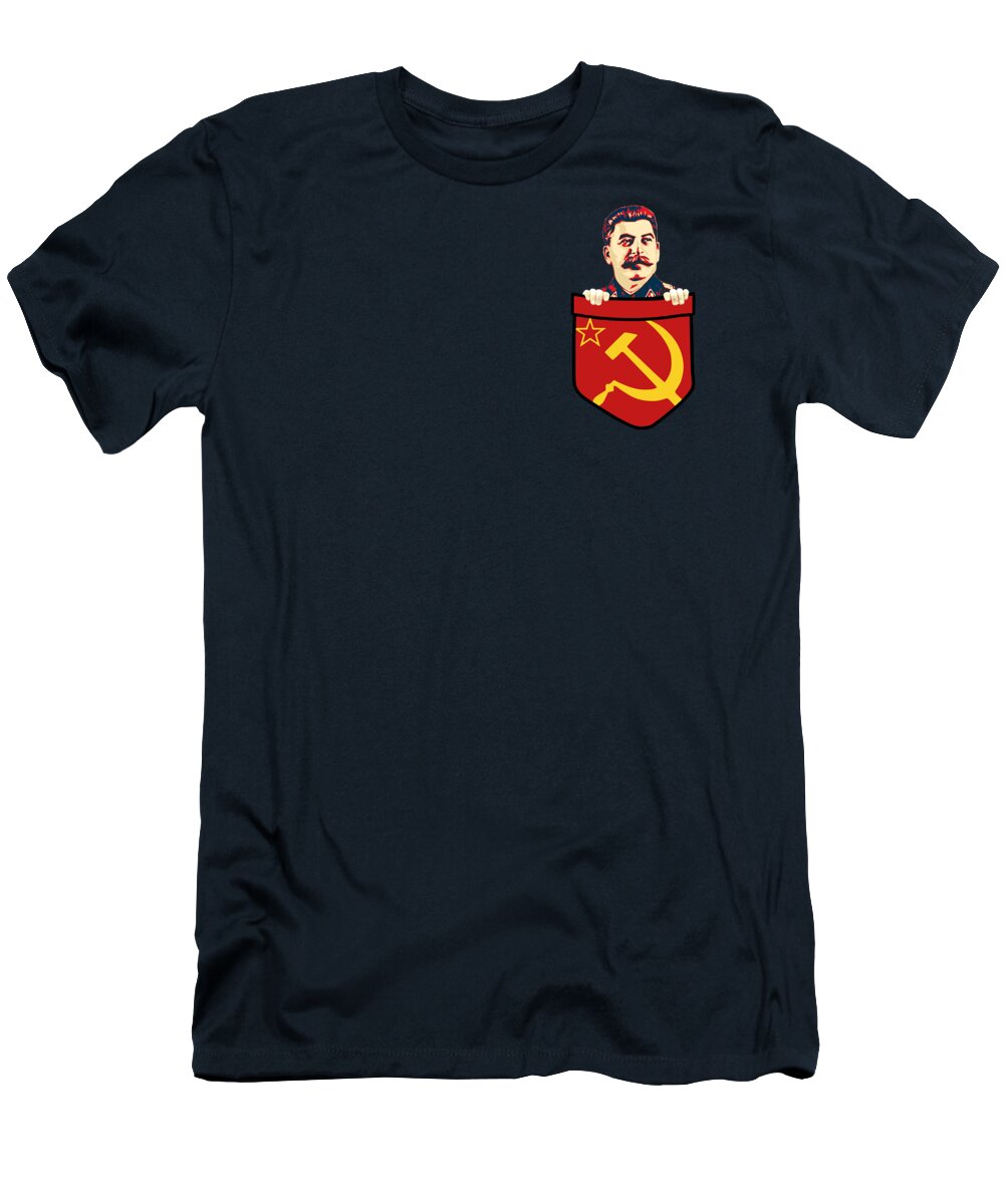 Cuba T-Shirt featuring the digital art Joseph Stalin Communism Chest Pocket by Filip Schpindel