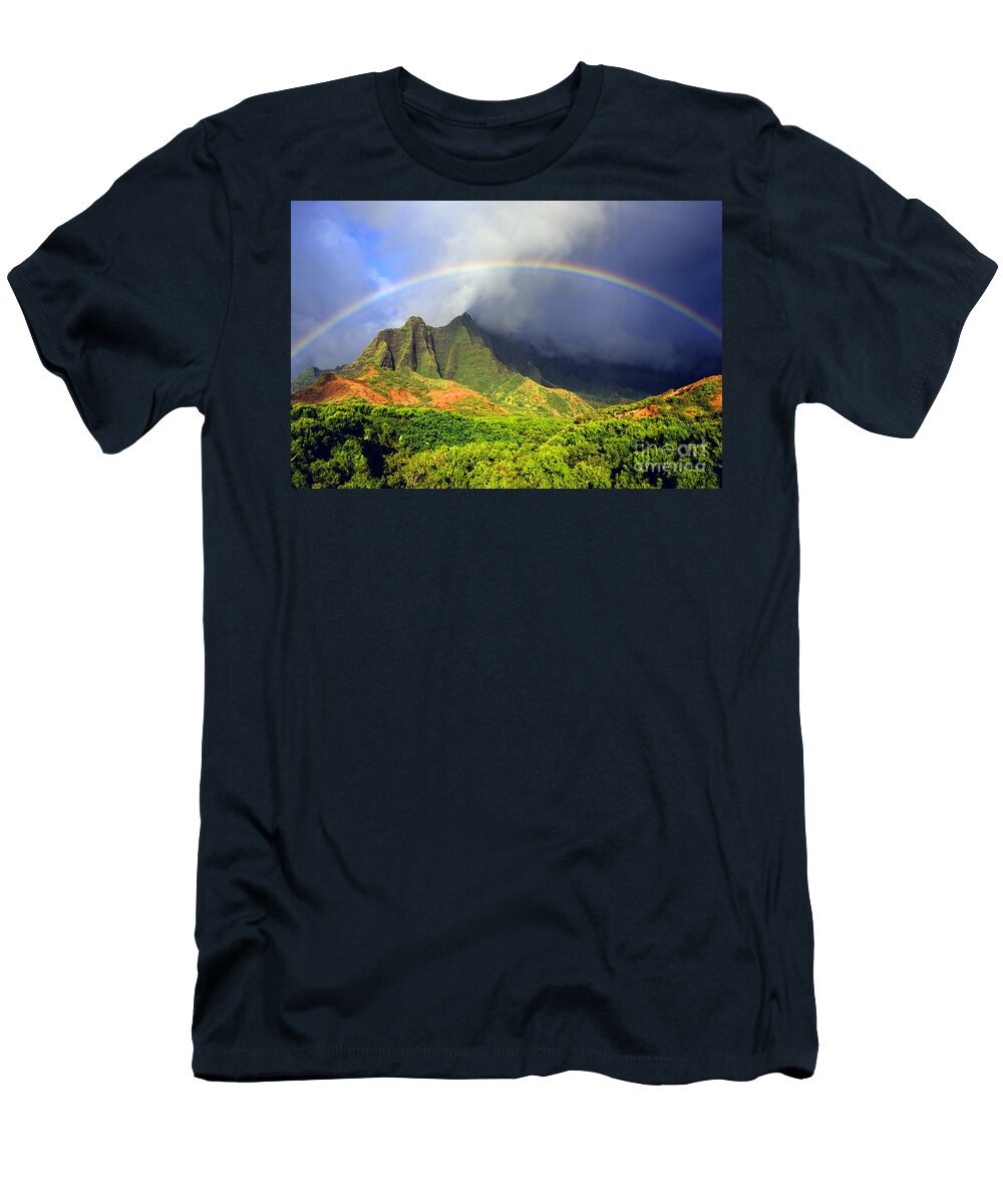 #faatoppicks T-Shirt featuring the photograph Kalalau Valley Rainbow by Kevin Smith