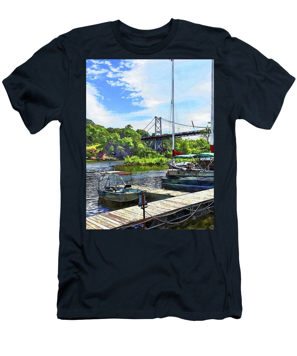 Kingston T-Shirt featuring the photograph Kingston NY - Bridge Over Rondout Creek by Susan Savad
