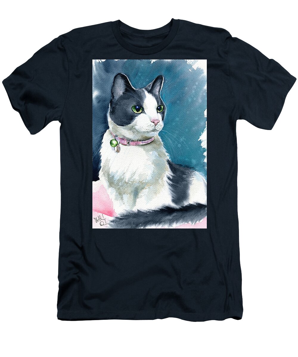 Cat T-Shirt featuring the painting Lady Tuxedo Cat Painting by Dora Hathazi Mendes