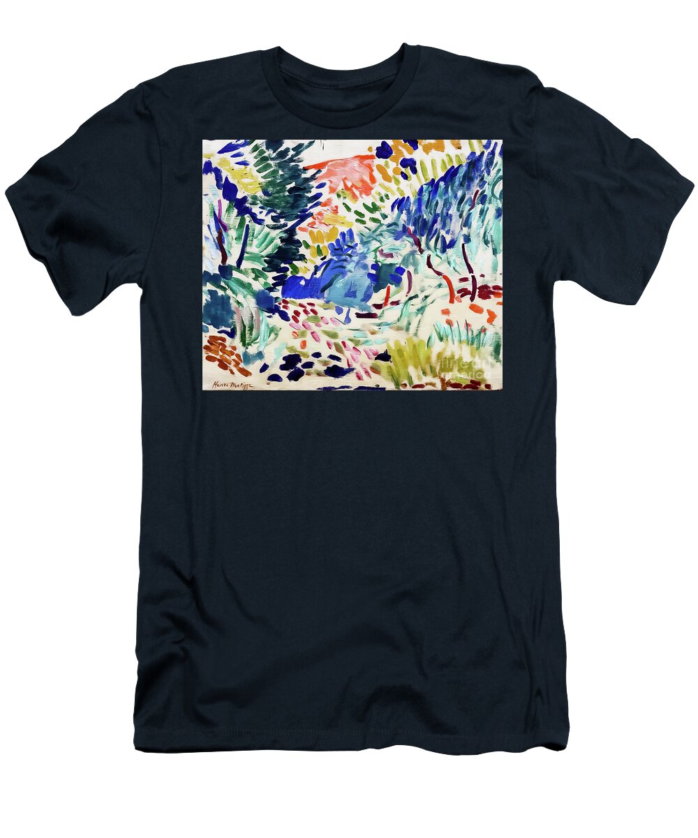 Landscape At Collioure T-Shirt featuring the painting Landscape at Collioure by Henri Matisse 1905 by Henri Matisse