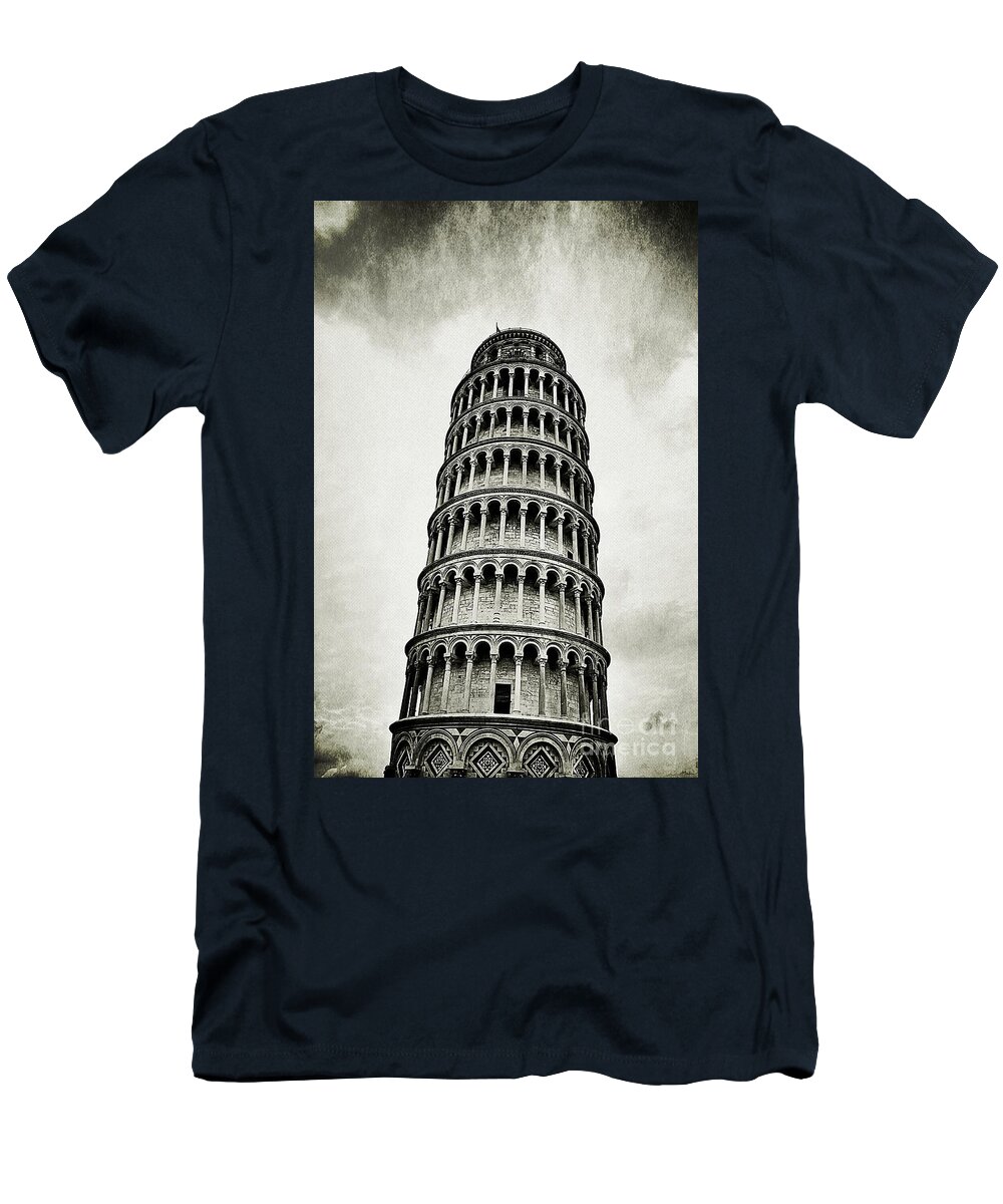 Leaning Tower Of Pisa T-Shirt featuring the photograph Leaning Tower of Pisa in Black by Ramona Matei