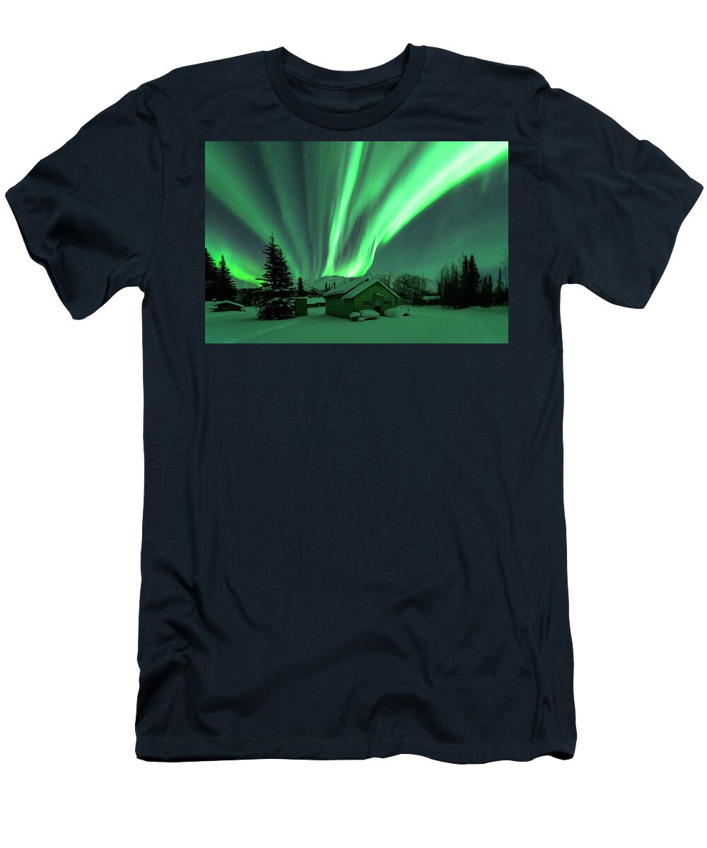 Aurora T-Shirt featuring the photograph Lighted Sky by Laura Hedien