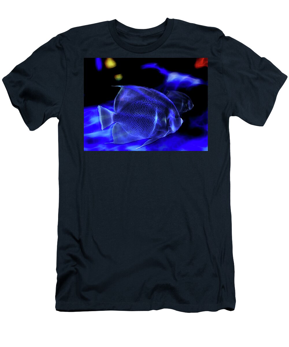 Aquarium Blue 1 T-Shirt featuring the digital art Little Blue 5 by Aldane Wynter