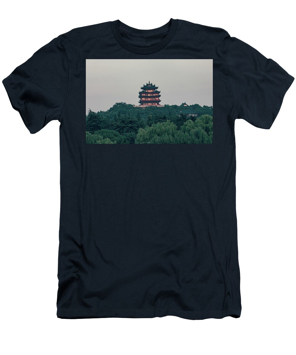 2013 T-Shirt featuring the photograph Liuhe Pagoda at sunset by Benoit Bruchez