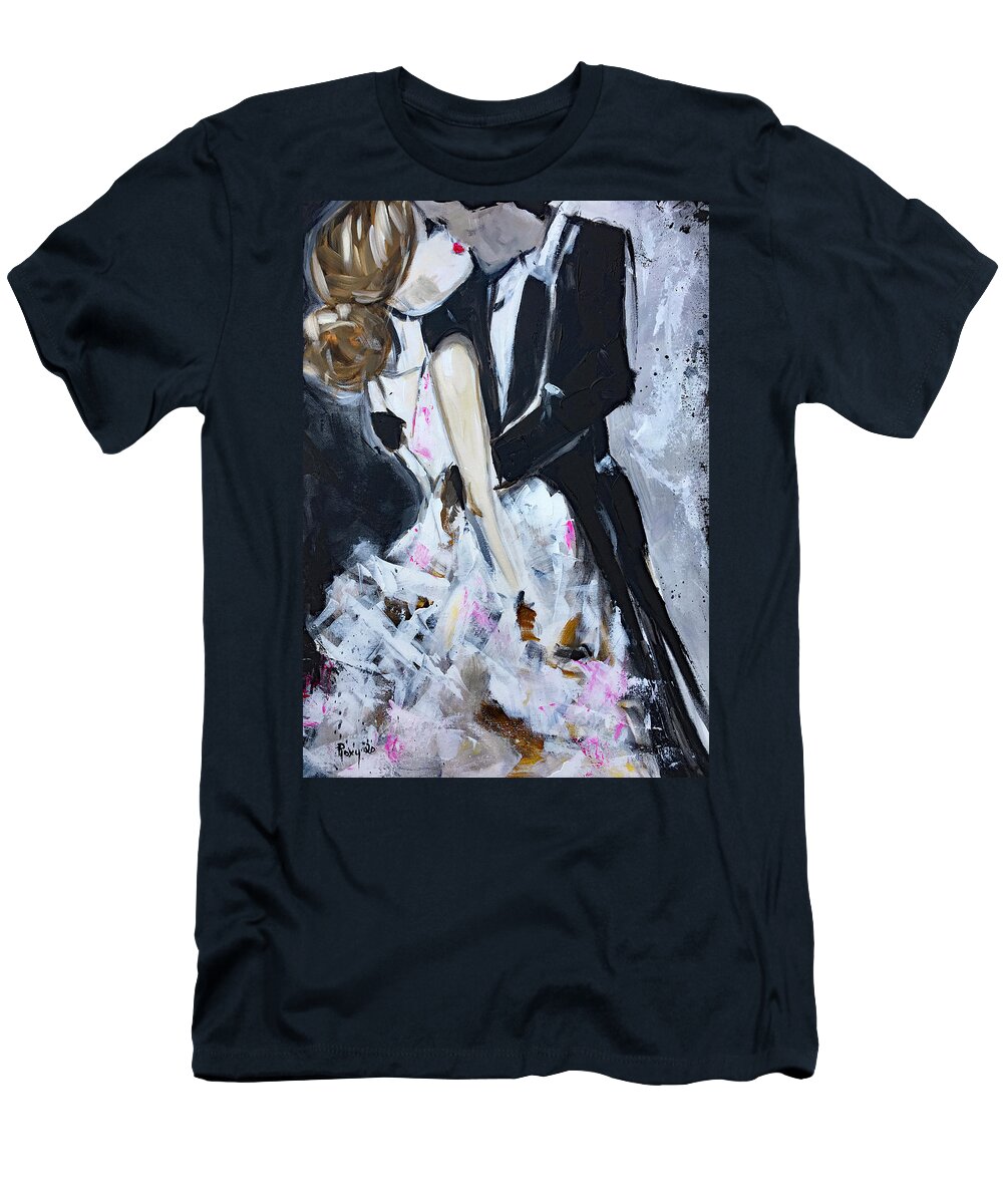 Just Married T-Shirt featuring the painting Love by Roxy Rich