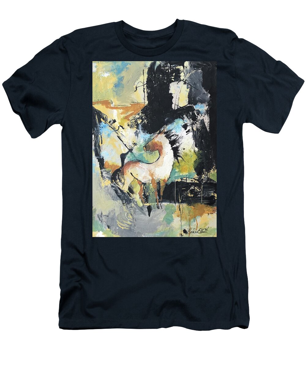 Horse Abstract T-Shirt featuring the painting Majestic by Elaine Elliott