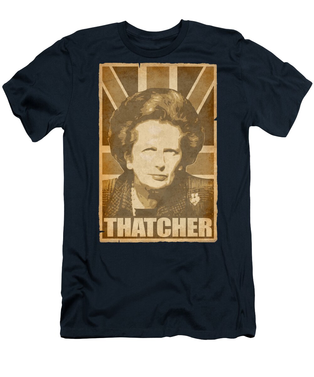 Margaret T-Shirt featuring the digital art Margaret ThatcherPropaganda Poster Pop Art by Filip Schpindel