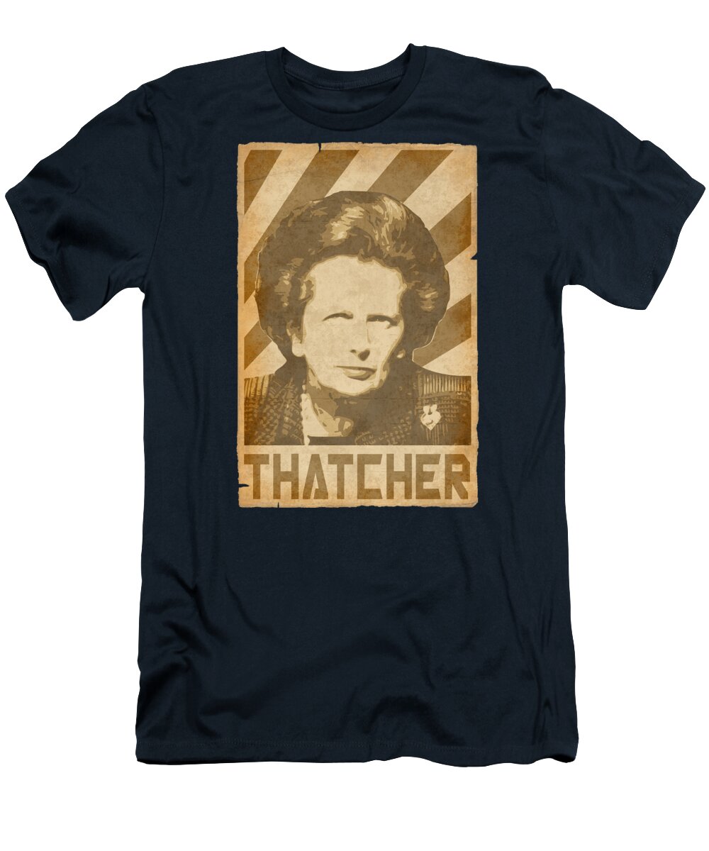 Margaret T-Shirt featuring the digital art Margaret ThatcherRetro Propaganda by Megan Miller
