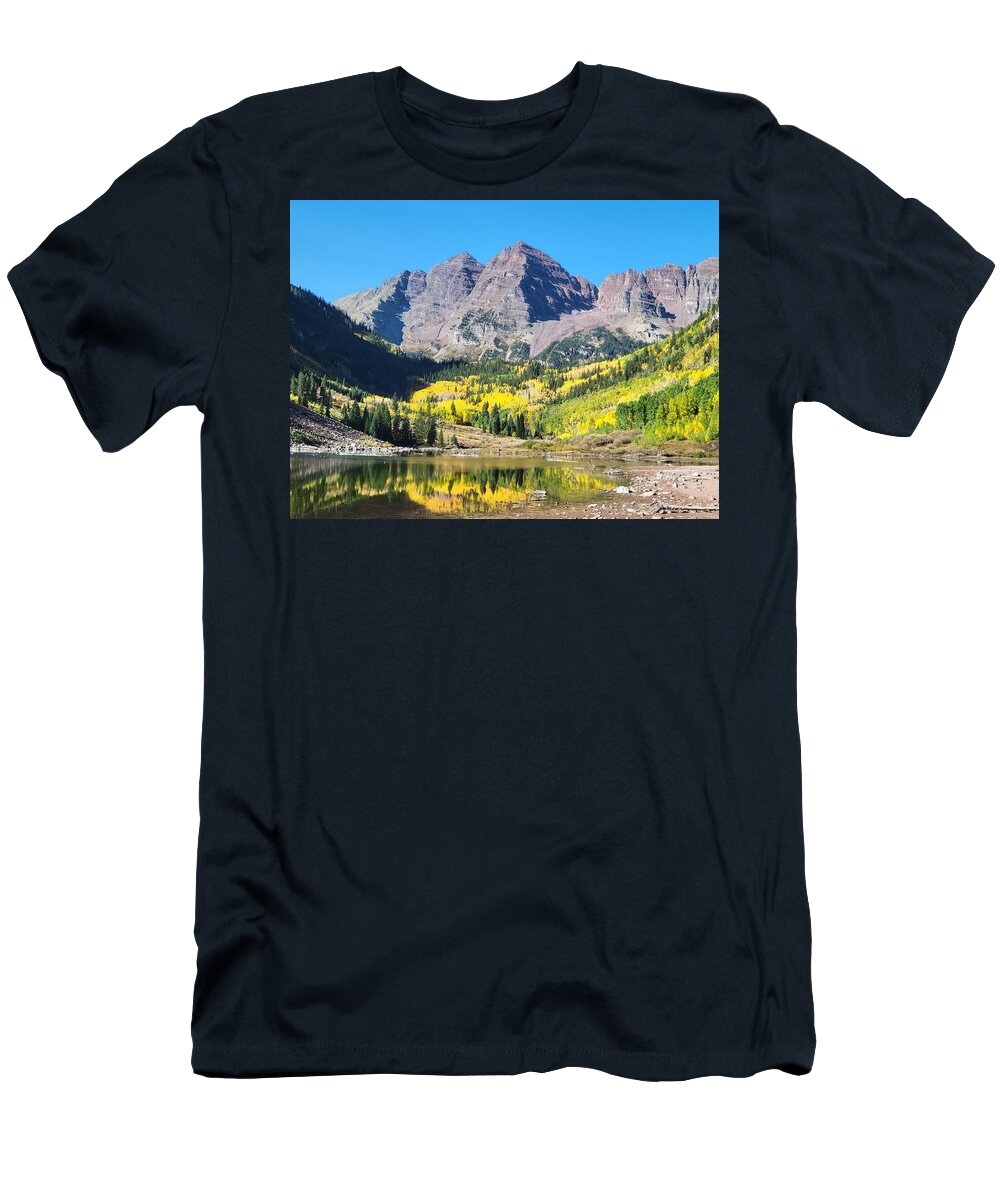 Maroon Bells In Autumn T-Shirt featuring the photograph Maroon Bells in Autumn by Jennifer Forsyth
