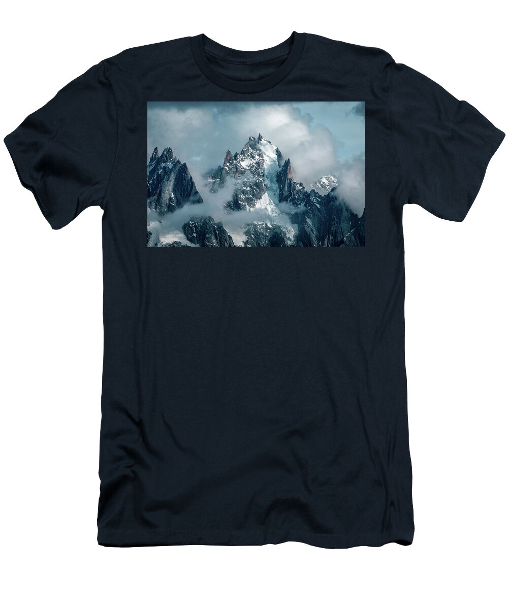 Clouds T-Shirt featuring the photograph Mont Blanc massif in spring by Benoit Bruchez