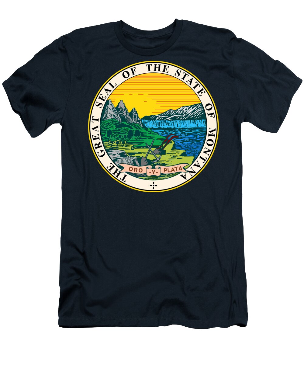 Montana T-Shirt featuring the digital art Montana State Seal by Movie Poster Prints