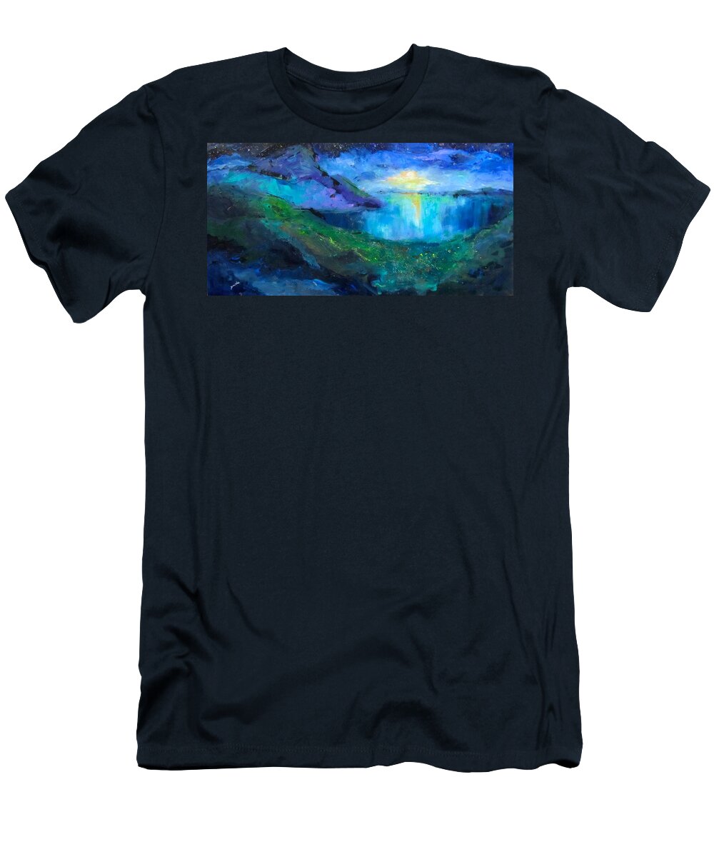 Moon T-Shirt featuring the painting Moon Rise by Barbara O'Toole