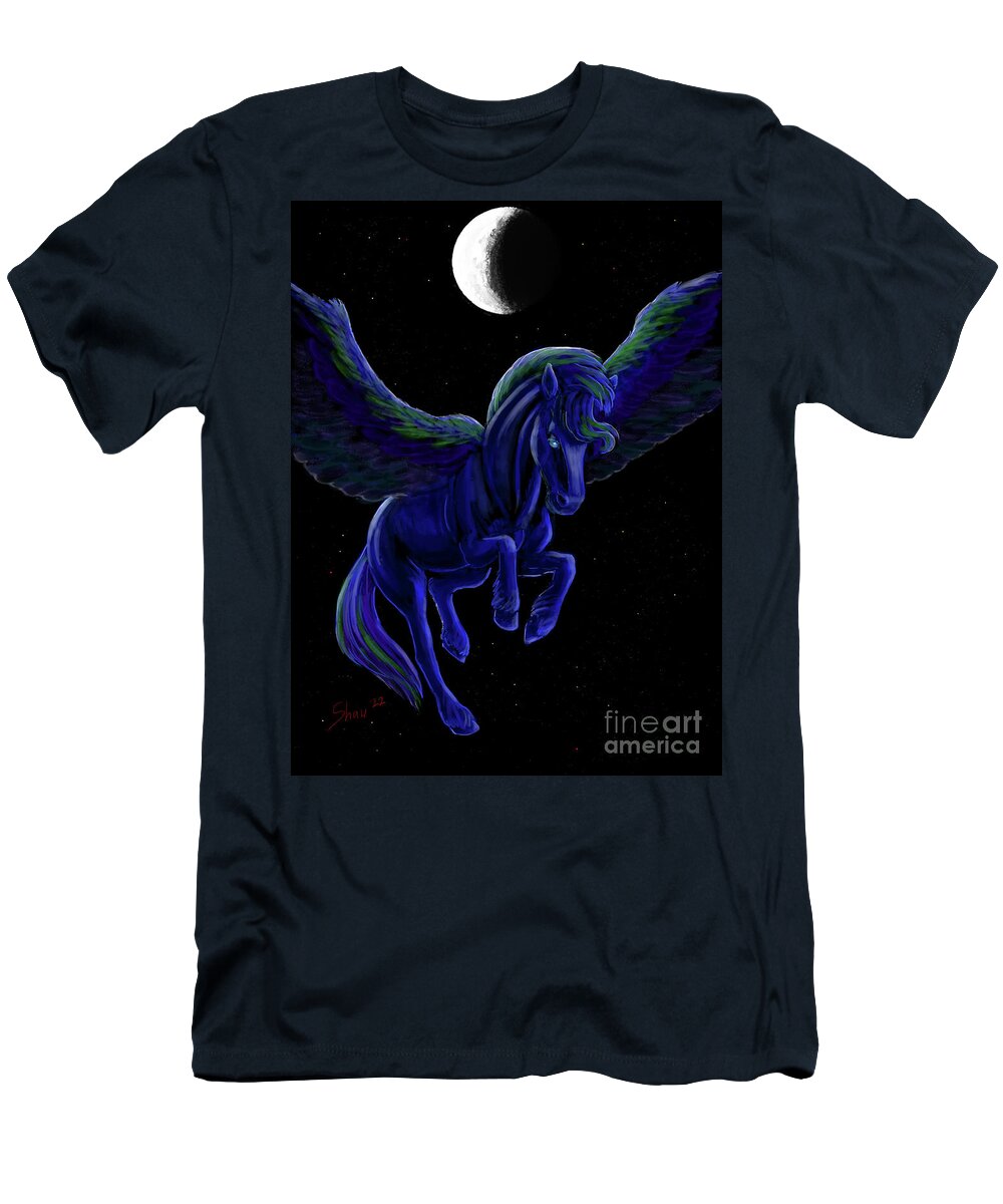 Digital Painting T-Shirt featuring the digital art Moonlit Flight by Rohvannyn Shaw