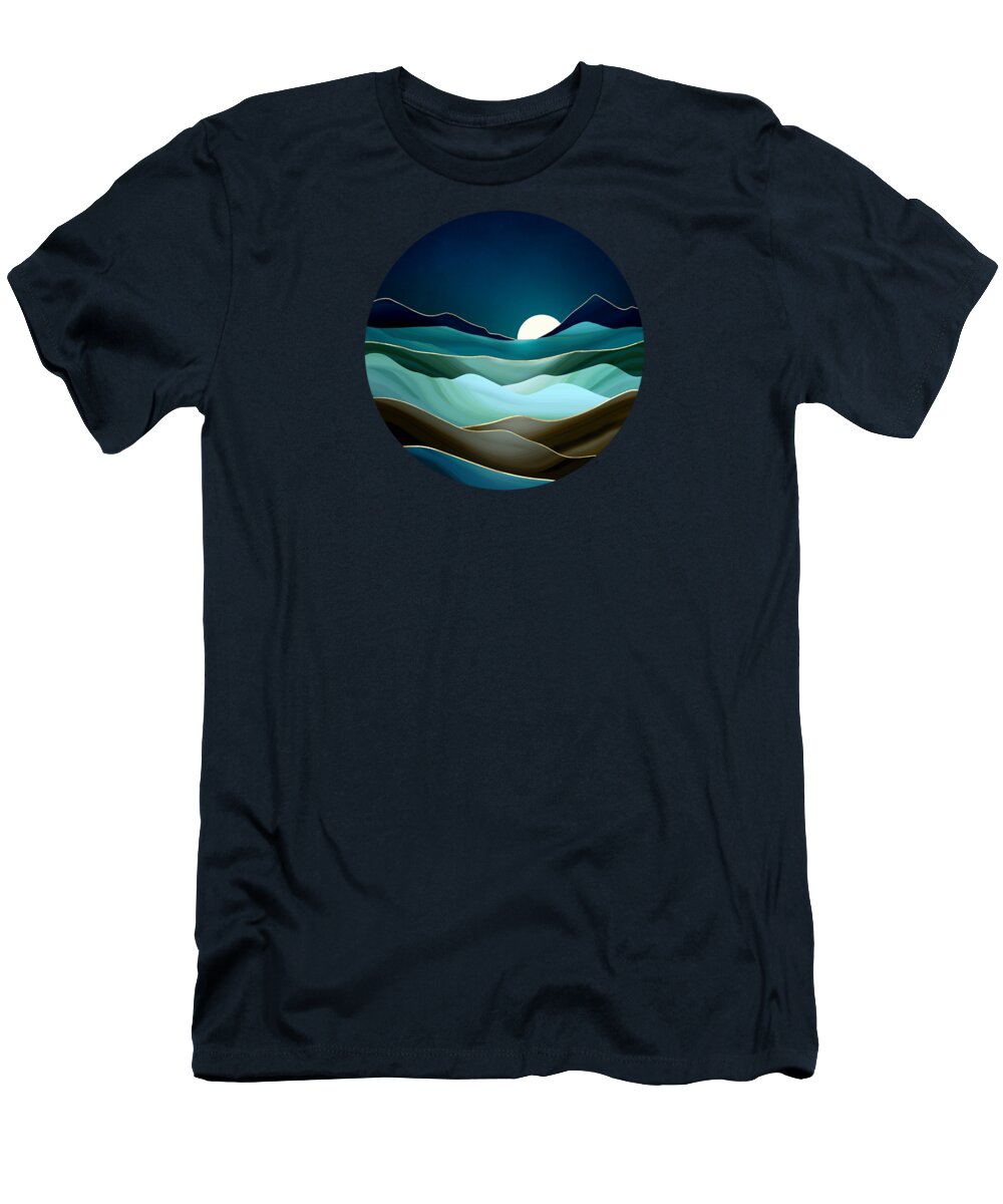 Digital T-Shirt featuring the digital art Moonlit Vista by Spacefrog Designs