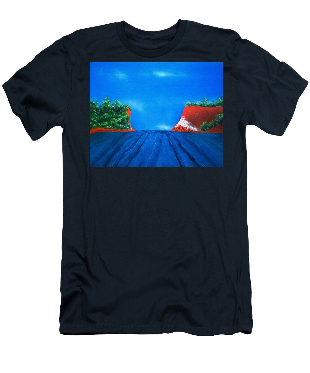 View T-Shirt featuring the painting Mouth of the Hay River by Joan Stratton