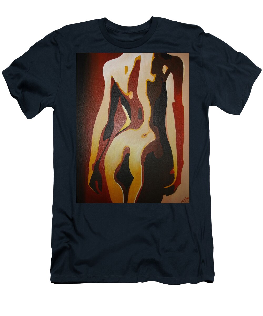 Woman T-Shirt featuring the painting Neutral Nude by Taiche Acrylic Art