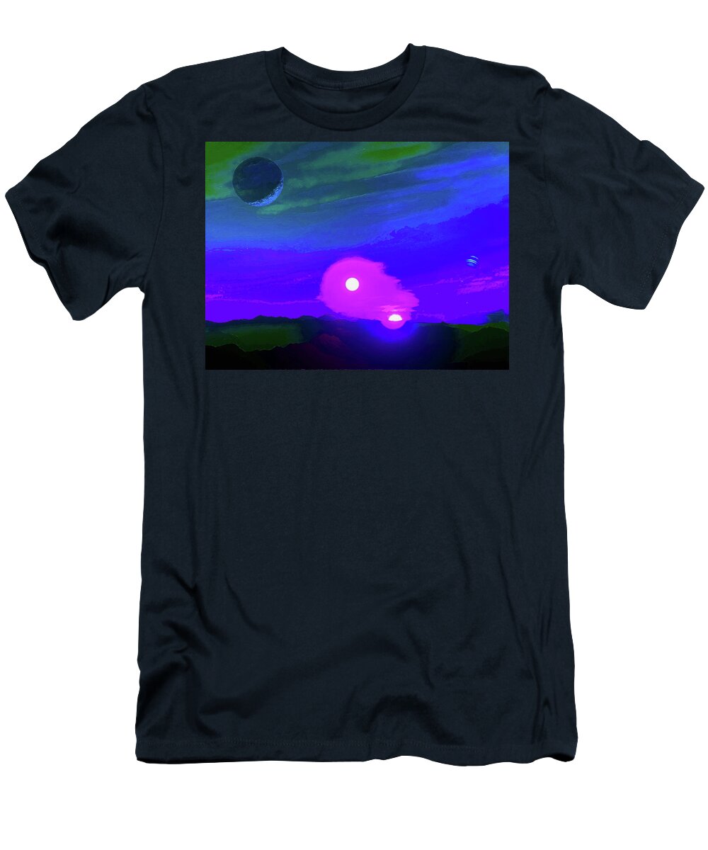 Fantasy Landscape T-Shirt featuring the digital art Night Sky on Earth Two by Don White Artdreamer
