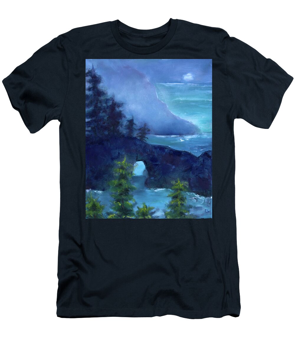Coastal Landscape T-Shirt featuring the painting Northern Shores by Evelyn Snyder