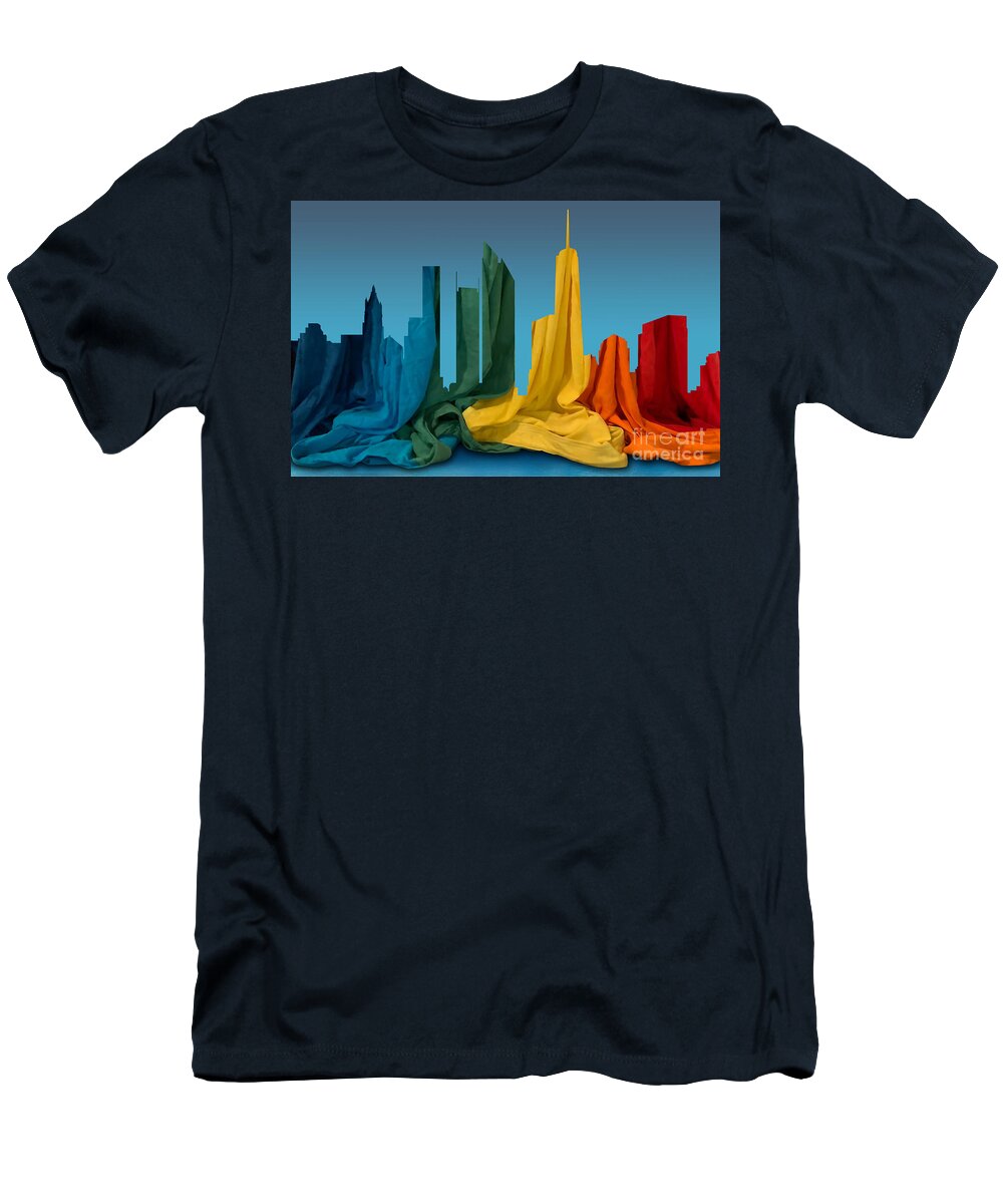 Nyc T-Shirt featuring the digital art NYC Pride Skyline by Jerzy Czyz