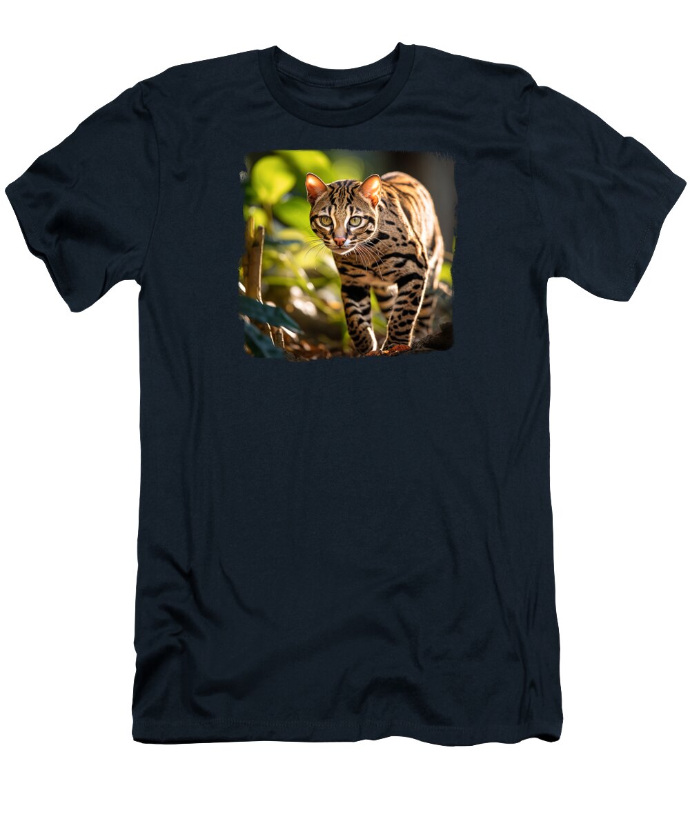Ocelot T-Shirt featuring the digital art Ocelot on the Prowl by Elisabeth Lucas