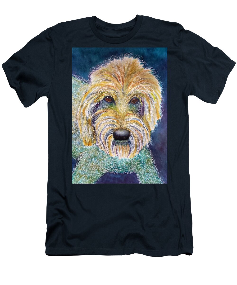 Golden Doodle T-Shirt featuring the painting Oh Lucy by Kim Shuckhart Gunns