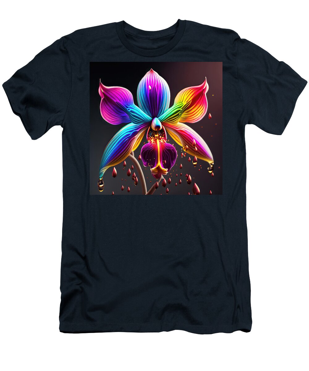 Orchid T-Shirt featuring the photograph Orchid Dripz - F by Bill and Linda Tiepelman
