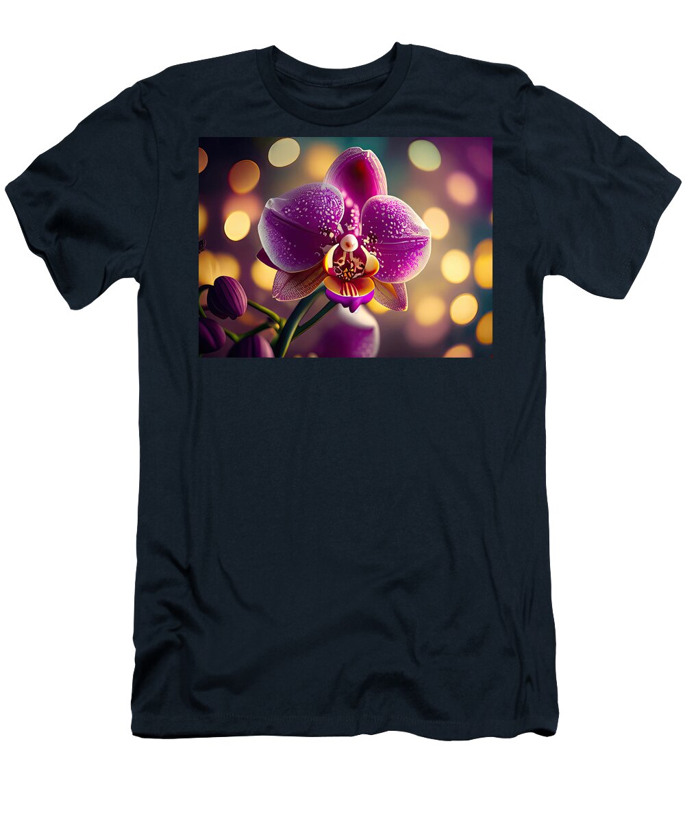 Purple T-Shirt featuring the photograph Orchids Violet Light by Bill and Linda Tiepelman