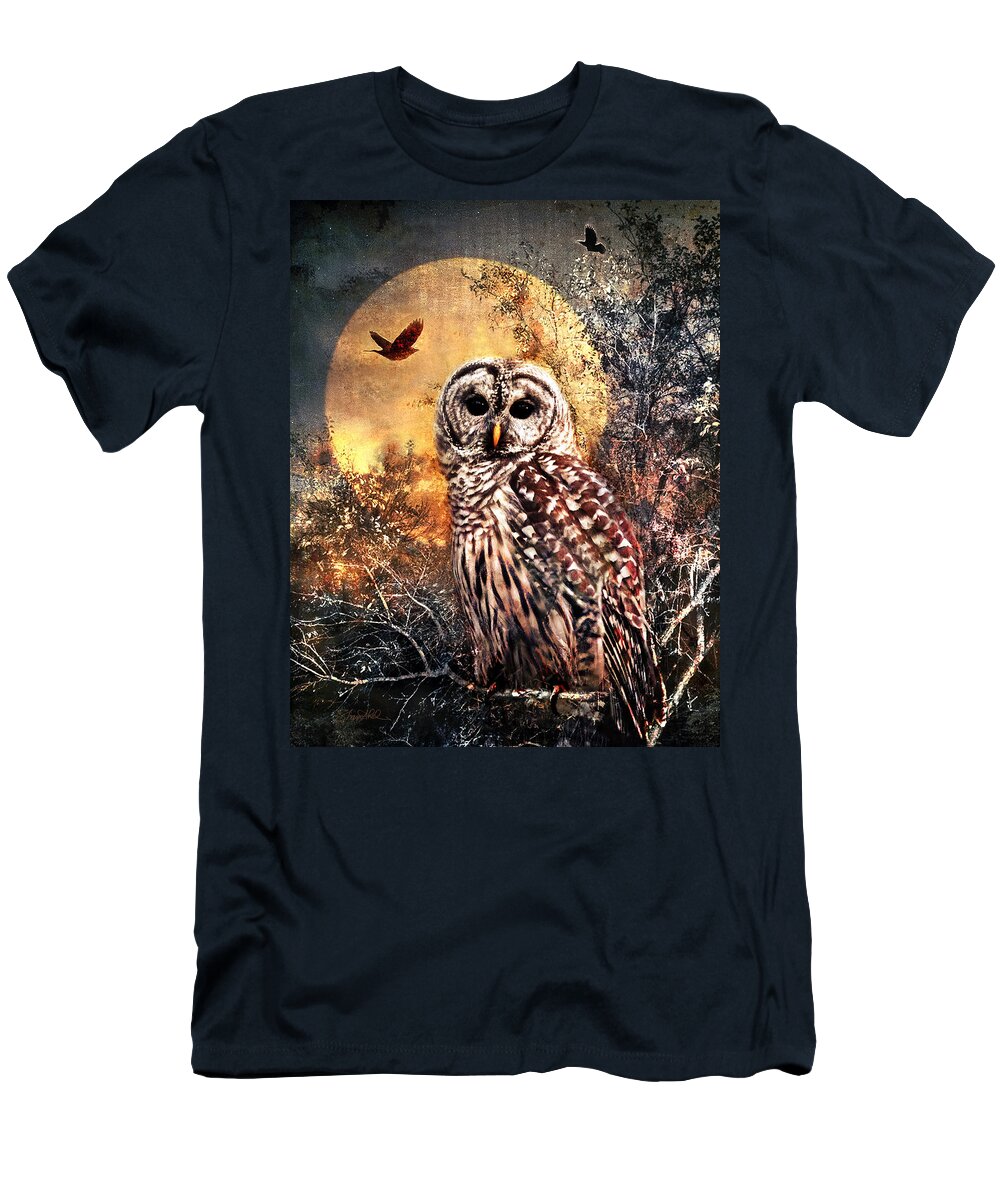 Photography T-Shirt featuring the photograph Owl in Moonlight by Shara Abel