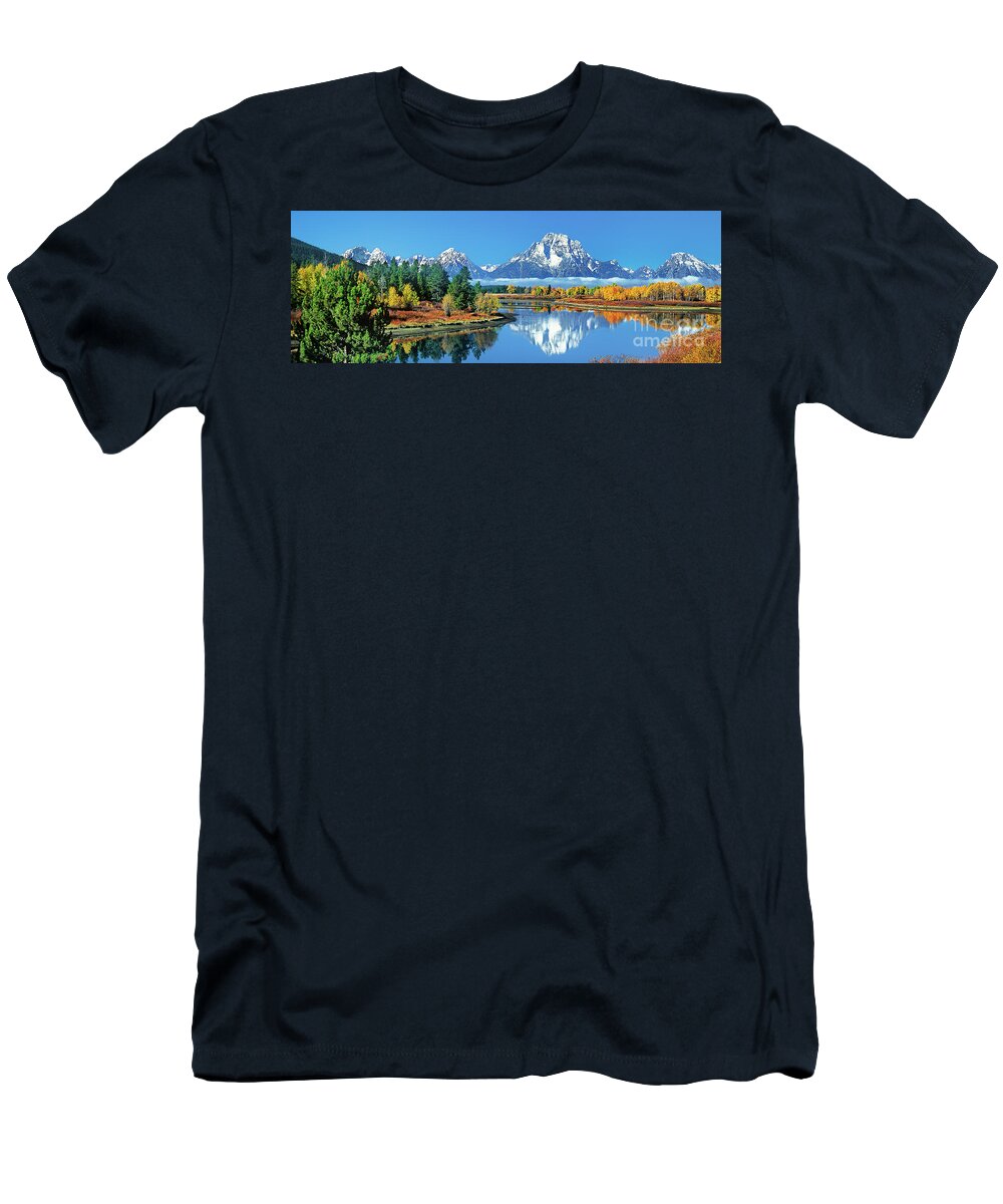 Dave Welling T-Shirt featuring the photograph Panorama Oxbow Bend Grand Tetons National Park Wyoming by Dave Welling