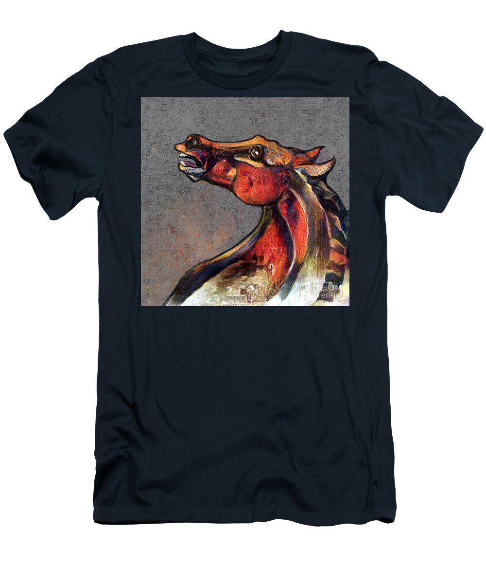 Equestrian Art T-Shirt featuring the digital art Parthenon Horse 001 by Stacey Mayer by Stacey Mayer