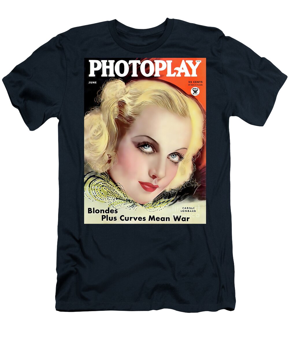 Photoplay Magazine T-Shirt featuring the photograph Photoplay Magazine 1934 with Carole Lombard by Carlos Diaz