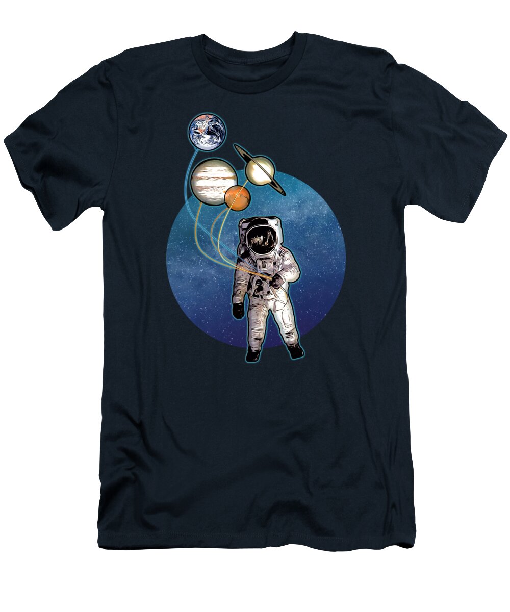 Space T-Shirt featuring the digital art Planet Balloons by Greg Joens