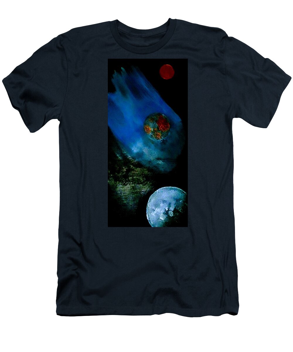 Planets T-Shirt featuring the painting Planets Aligned by Anna Adams
