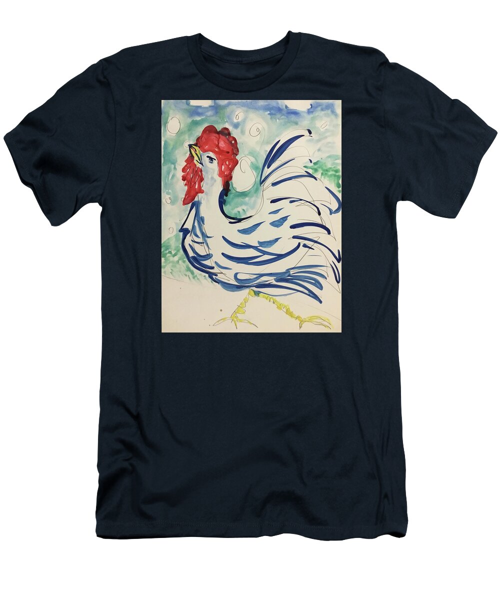 Ricardosart37 T-Shirt featuring the painting Prancing Rooster by Ricardo Penalver deceased