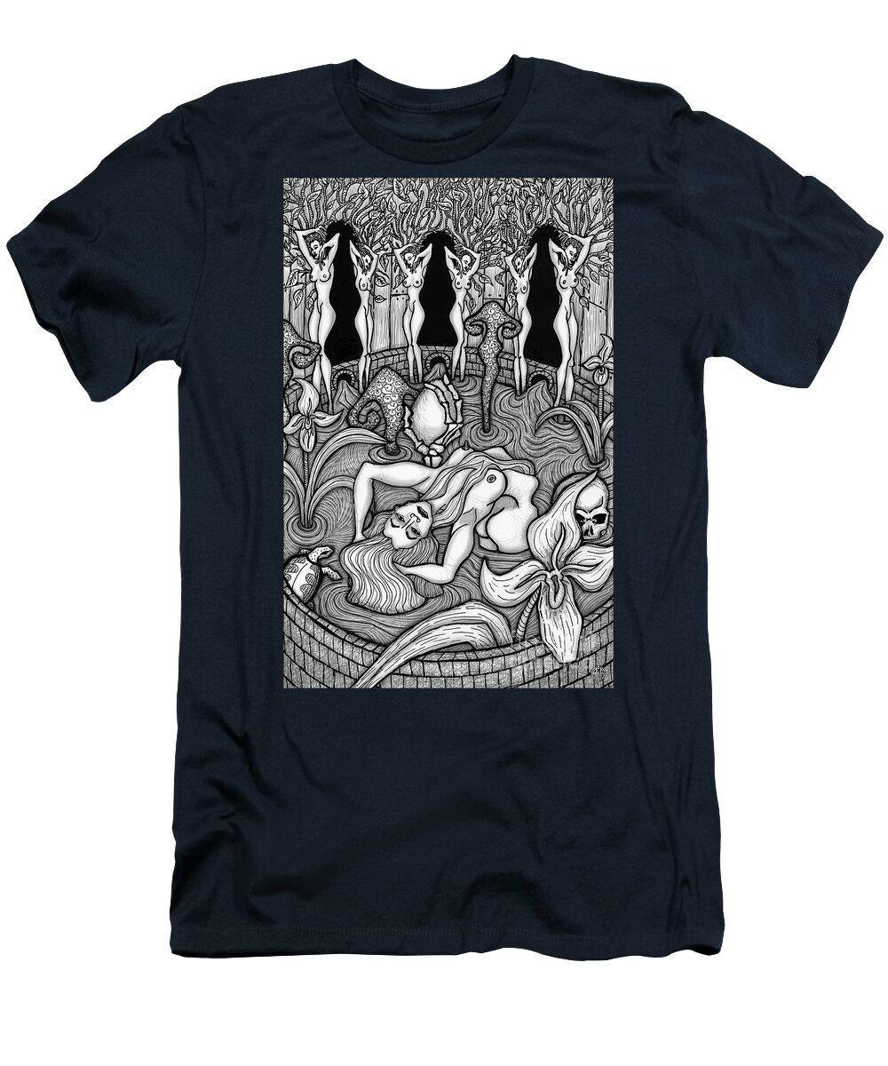 Feminist T-Shirt featuring the drawing Primordial Basin by Amy E Fraser
