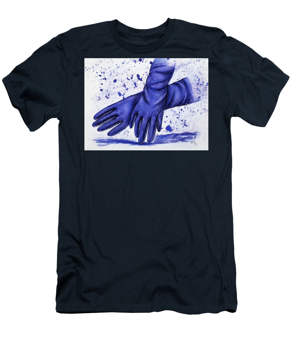 Gloves T-Shirt featuring the painting Purple Gloves by Kelly Mills