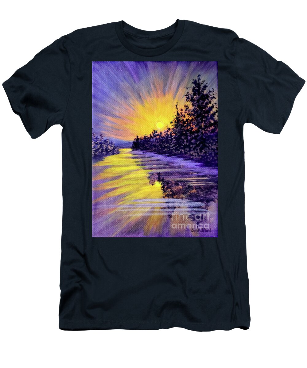 Purple T-Shirt featuring the painting Purple Sunset by Sarah Irland