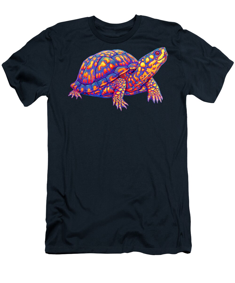 Box Turtle T-Shirt featuring the painting Rainbow Eastern Box Turtle by Rebecca Wang