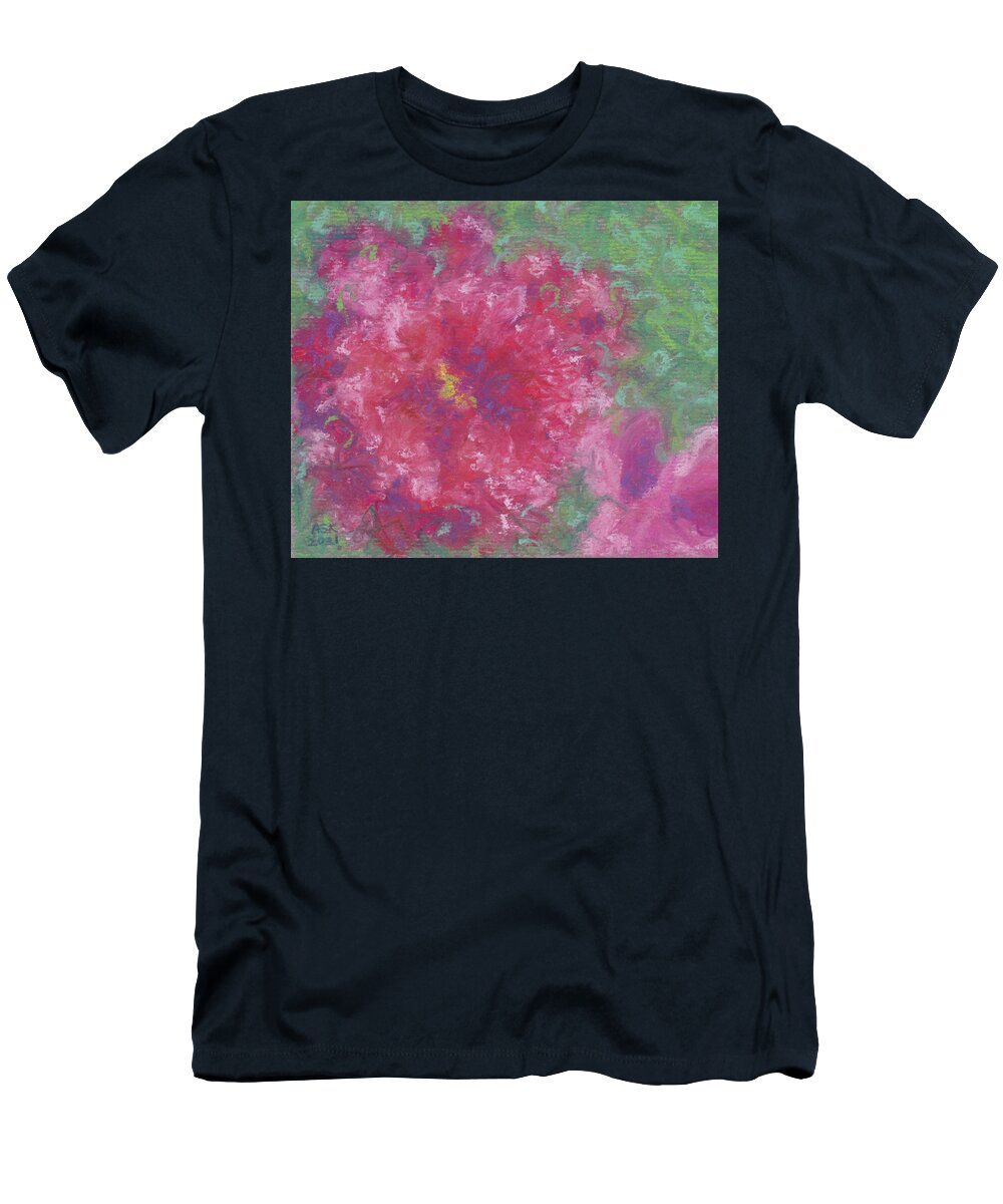 Roses T-Shirt featuring the pastel Red Roses at the Pond 1 by Anne Katzeff