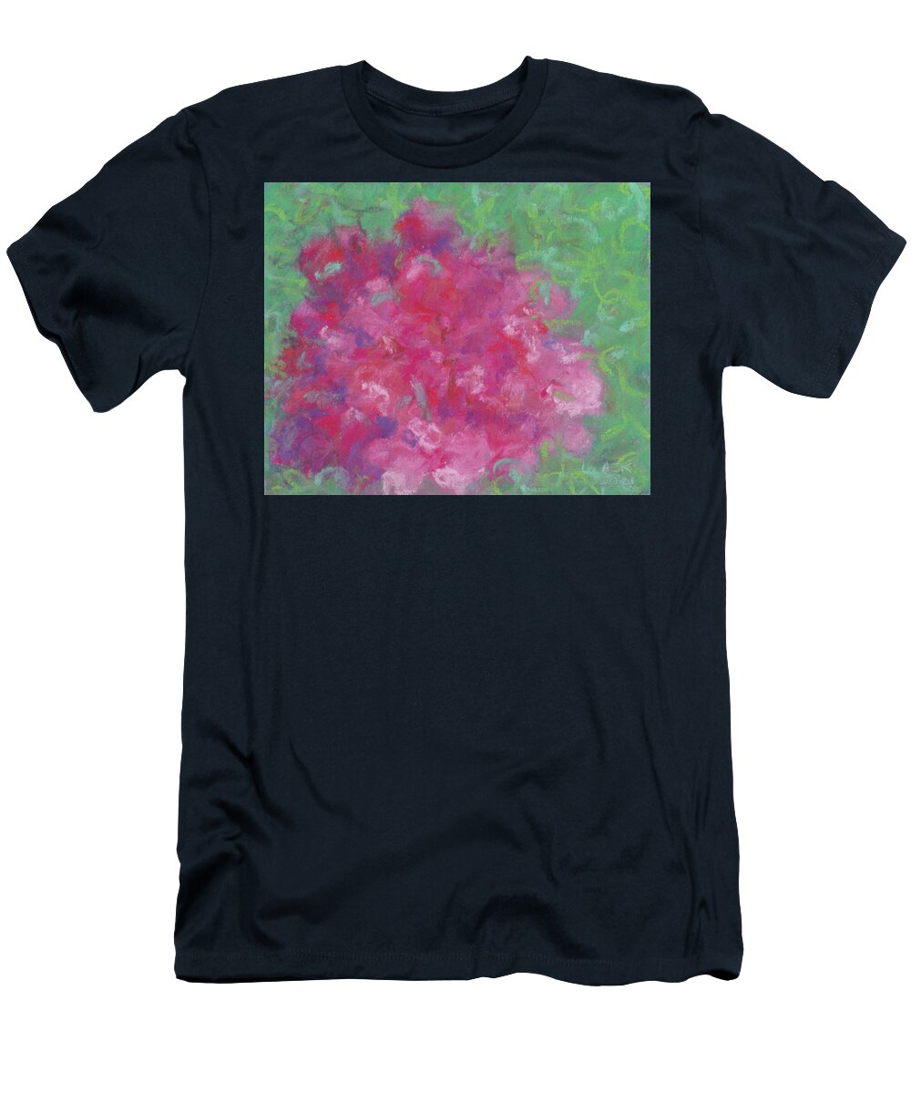 Roses T-Shirt featuring the pastel Red Roses at the Pond 2 by Anne Katzeff